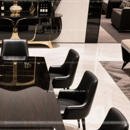 Luxury Dining Table Set for 10 People – Premium Black High-Gloss Surface, Stylish and Durable for Home Use