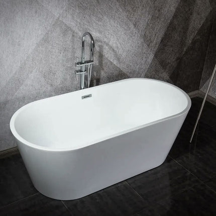 Freestanding Oval Acrylic Bathtub 1.8m Heavy Duty Modern Design Center Drain Soaking Tub for Hotel & Villa Use