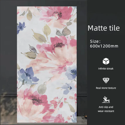 HUANAI Matt Carved Glazed Porcelain Modern French Full Porcelain Wall Tiles 60x120cm Anti-Slip Acid-Alkali Bedroom Landscape