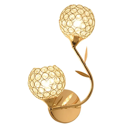 Double-Headed Symmetrical Iron Crysta Wall Lamp with LED Light for Living Room Bedroom Staircase and Aisle