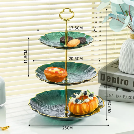 Classic Eco-Friendly Ceramic 3-Tier Dessert Display Stand Cake Stand Wedding Party Dinner Plate Hotels Fruit Plates