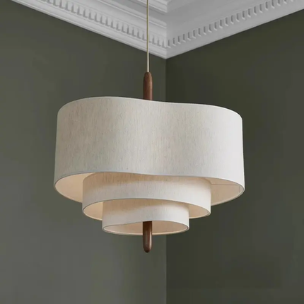 Japanese Wabi Sabi Pendant Light Fabric Art Vintage Beige Dining Room Hanging Lamp Light Fixture With E27/E26 Kitchen Island