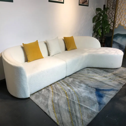 Divine White Velvet Sofa with Ornate Golden Lotus Table High Class Living Room Set