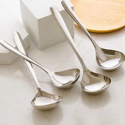 Korean Stainless Steel Thickening Spoon Silver Long Handle Hotel Hot Pot Soup Ladle Business Gift Sustainable Essential Tool