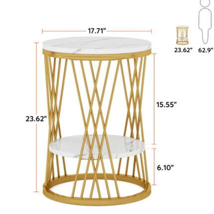 Tribesigns Faux Marble Veneer Top Modern Luxury Sofa Side Coffee Table Wood End Table Set Living Room