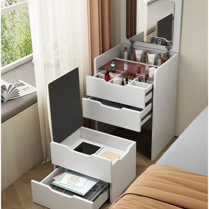 LED Light Dressing Table With MDF Wood Legs & Mirror Drawers Cheap Makeup Vanities For Bedroom Hotel Furniture