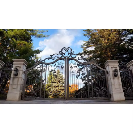 Luxury Smart Villa Main Gate Wrought Iron Anti-Rust Driveway Gate for Housy