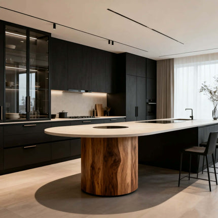 Custom Luxury Full Kitchen Island Cabinet Set Modern Kitchen Cabinets Oak and Black Kitchen Cabinets with Modular