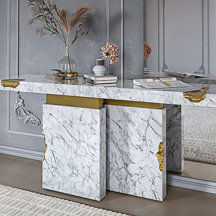 Moderno classic design wood living room furniture handcraft gold leaf entryways console table high-end luxury sideboard shengxuan
