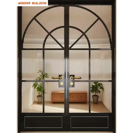 Minamally Designed Black Powder-Coated French Doors For Villa For External Aluminum Alloy Exterior Living Room Dining Balcony