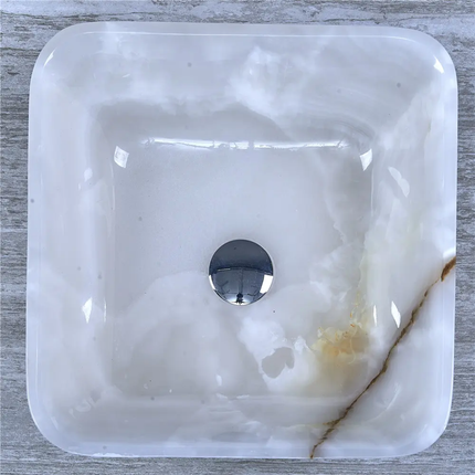 Bathroom Square Stone Basin Natural Jade Sink WashBasin White Onyx Marble Simple European Art Basins Small Apartment Luxury Sink
