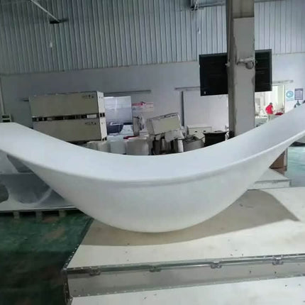 Matt White Eco-Friendly Composite Material Artificial Solid Surface Spa Tub Freestanding Soaking Hammock Bathtub With Drainer