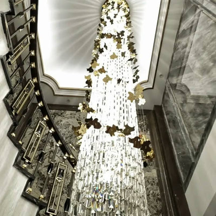 Custom New European Gold Empire Luxury Crystal Chandelier Modern Square Rectangle Pendant Lights Oval Remote Control for Wedding