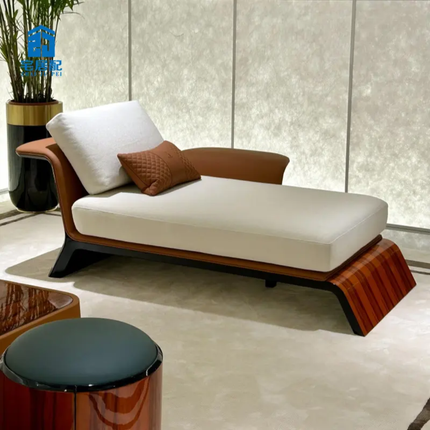 Italian Luxury for Wing Style Sectional Sofa Set Modern Design Natural Wood Veneer High-Gloss Lacquer Finish