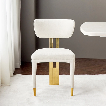 Gold and White Stainless Steel Frame Dining Chair – Soft Velvet Upholstery, Perfect for Home, Hotel and Restaurant Use
