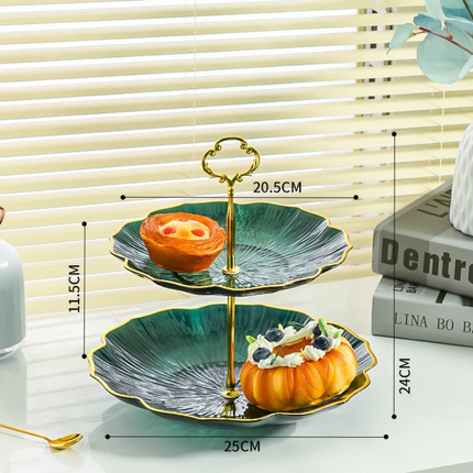 Classic Eco-Friendly Ceramic 3-Tier Dessert Display Stand Cake Stand Wedding Party Dinner Plate Hotels Fruit Plates