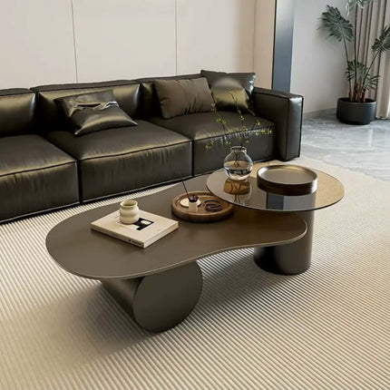 Made of concrete Luxury Two Coffee Table Set With Gold Stainless Steel Frame Marble Top Living Room Furniture Center Table Furniture