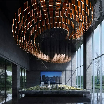 Modern Designer Custom Art Simple Acrylic Style Spiral Pendant Chandelier Lamp Pendant Light for Hotel Villa Hall Living Room