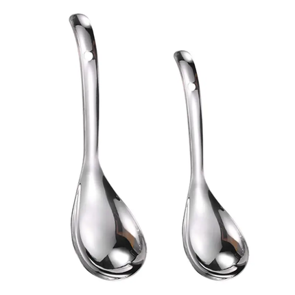 Food Grade 304 Stainless Steel Metal Soup Scoop Long Handle Silver Ladle Restaurant Buffet Porridge Rice Spoon