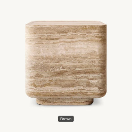 Natural Round Plinth Travertine Side Table Column Bed Side Living Room Corner Marble Coffee End Table
