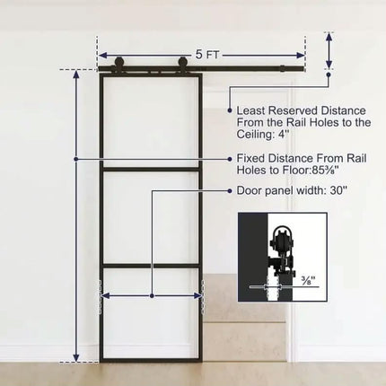 Black Glass Sliding Barn Door Hardware Kit Wooden Sliding Barn Door System Hardware