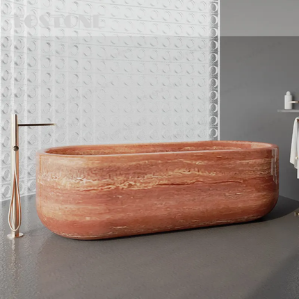 Premium Natural Marble Bathtub Hand Polished Freestanding Tub For High Grade Villa Apartment Bathroom Space