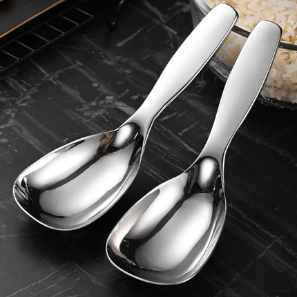 High Quality Korea Metal Tableware304Earl Soup Serving Round Head Flat Rice Spoon Modern Design