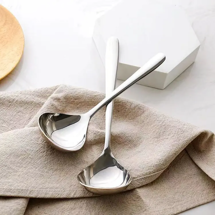 Korean Stainless Steel Thickening Spoon Silver Long Handle Hotel Hot Pot Soup Ladle Business Gift Sustainable Essential Tool