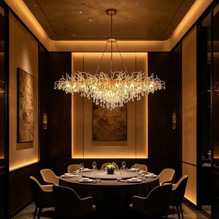 Modern Crystal Dining Room Chandelier Raindrop Tree Branch Light For Living Room Bedroom Hotel Lobby Crystal Chandelier Island
