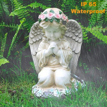 Modern Outdoor Solar Angel Girl Garden Statue Resin Craft Ornament Painted Finish For Yard Decorative Solar-Powered Landscape