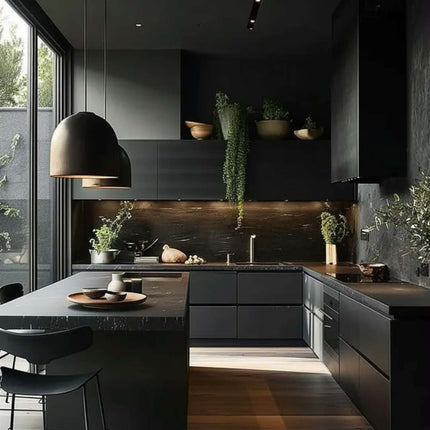 Arnarios De Cocina High Technical Customized Design Modern Matte Black Modern Custom Kitchen Furniture Cabinet