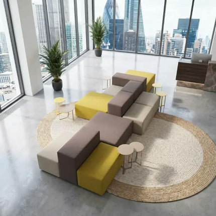 Modern Durable Fabric Upholstery Wood Frame Office Sofa Set for Home Office Apartment Hotel Use