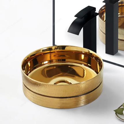 Glossy Golden Countertop Sink Italian Design Stylish Home Essential Masterpiece