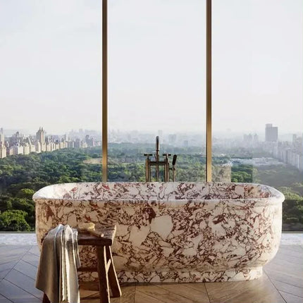 Calacatta Marble Solid Surface Bathroom Bathtub Natural Marble Freestanding Bathtub