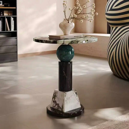 Light Luxury Marble Stone Side Table Hotel Restaurant Cafe Small Round Coffee Table Sofa Side Table For Living Room