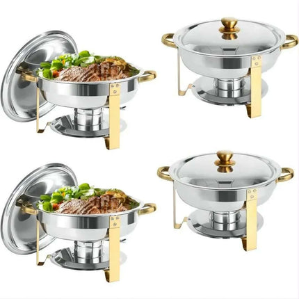 High Quality 7-Piece Stainless Steel Silver Food Warmer Set Alcohol Candle Burner 9L Capacity A Energy Efficiency 60-80c