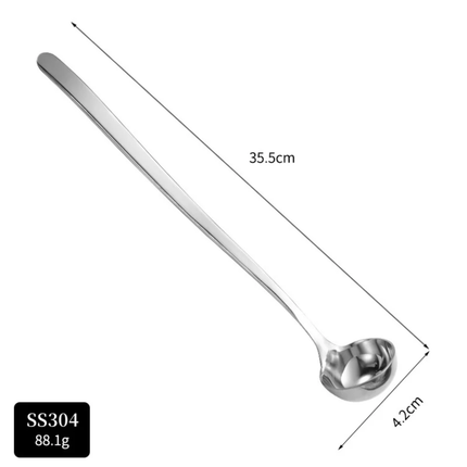 High Quality 304 Stainless Steel Deep Bottomed Honey Spoon With Long Handle Small Round Seasoning Oil Spoon Made Of Metal