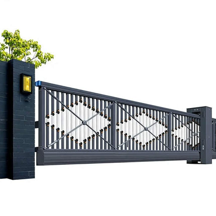 Modern Automatic Sliding Gate for Courtyard Houses Retractable Swing Style Aluminum Alloy Iron Frame Villas Apartments Schools