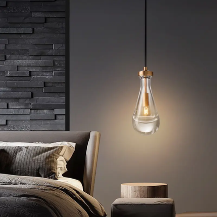 Modern Raindrop Glass Adjustable Height LED Pendant Lights Eye Caring High Brightness Kitchen Island Hanging Light Living Room