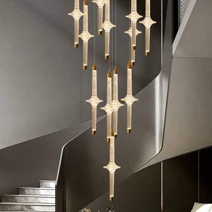 Nordic Stairs LED High Ceiling Minimalist Duplex Attic Lobby Staircase Chandelier Indoor Lighting