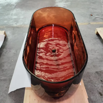 Modern High-End Freestanding Acrylic Bathtub Deep Soaking Transparent Glass Resin Bath For Hospital Warehouse Bedroom