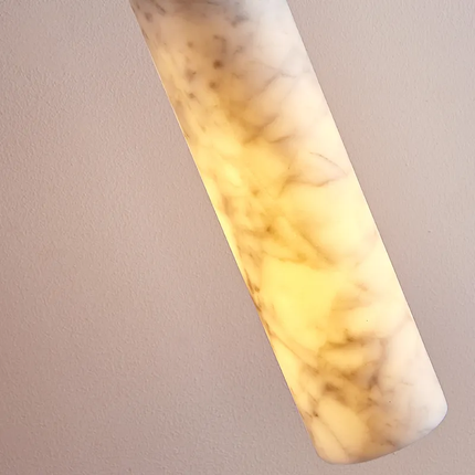 Modern Round Natural Marble Hanging Lamp Marble Veins Warm White LED Suspension Lamp for Bedroom AC Compatible Easy Installation