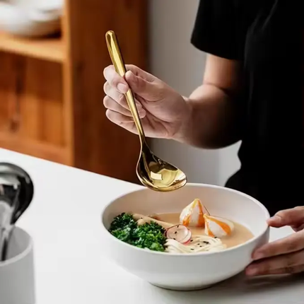 8inch Stainless Steel Mirror Polish Modern Luxury Large Serving Ladle Soup Spoon For Cooking Business Gifts With Custom Logo