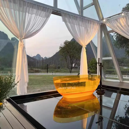 High-End Standing Bathtub Transparent, Italian Design Exclusive Modern Space Masterpiece