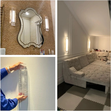 Transparent Crystal Glazed Wall Lamp with LED Source - Creative Stainless Steel Light for Hotel Lobby Aisle Living Room Bedroom