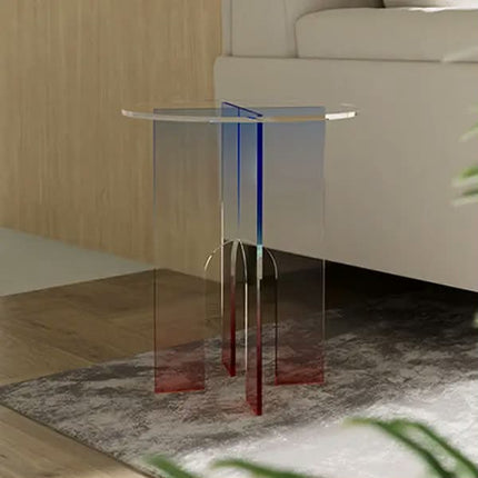 Color Gradient Acrylic Side Table Designer Coffee Table Home Office Decorative Round End Desk