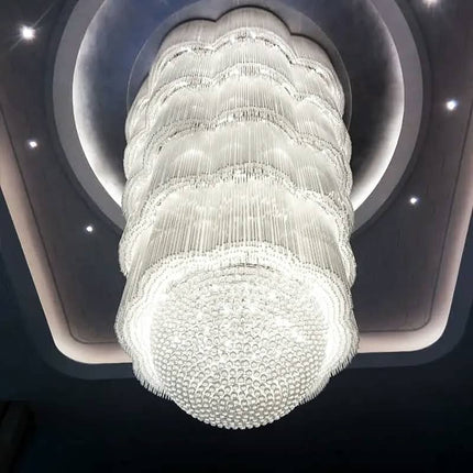Hotel Lobby Lustre Crystal Luxury Long Large Chandelier Wedding Villa Gold K9 Crystal Chandelier Lighting