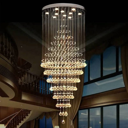 Duplex Large Crystal Chandelier for Villa Hotel Club Living Room Restaurant Creative Stainless Steel Design for Staircase