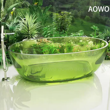 High-End Standing Bathtub Transparent, Italian Design Exclusive Modern Space Masterpiece