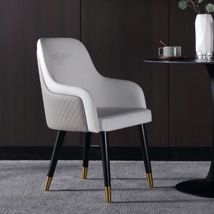 Majestic Grey Leather Chair with Artistic Quilted Design